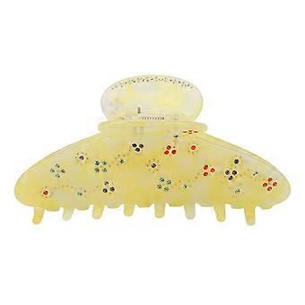 retro rhinestones hår klo klip kvinder piger gul moderigtigt stærkt hold kæbe klip til tyndt tykt krøllet hårYMMR)