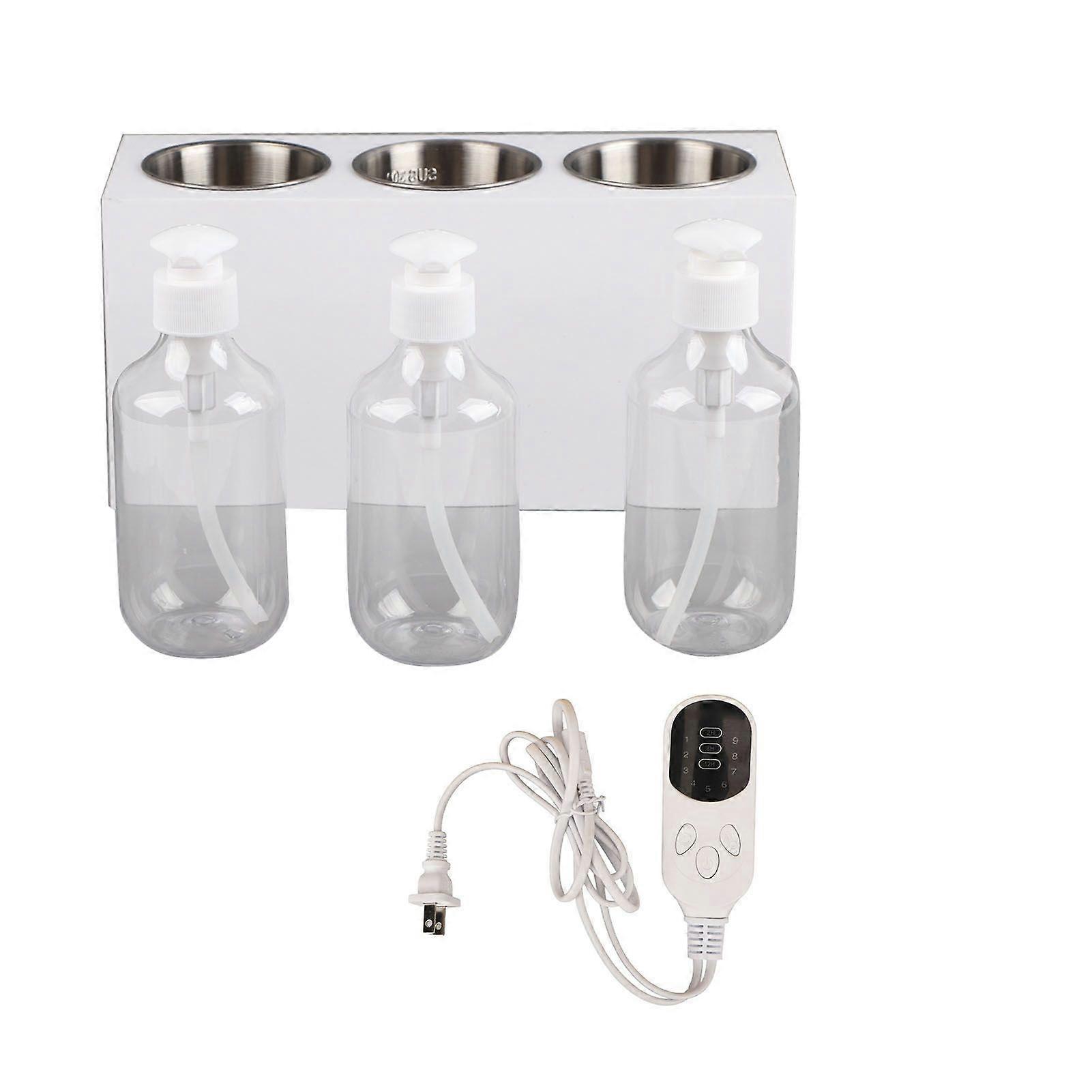 3 Bottle Spa Warmer Adjustable 9 Temperature Mode with Timer Massage Oil Lotion Cream Bottle Heater 110?250V US PlugYMMR)