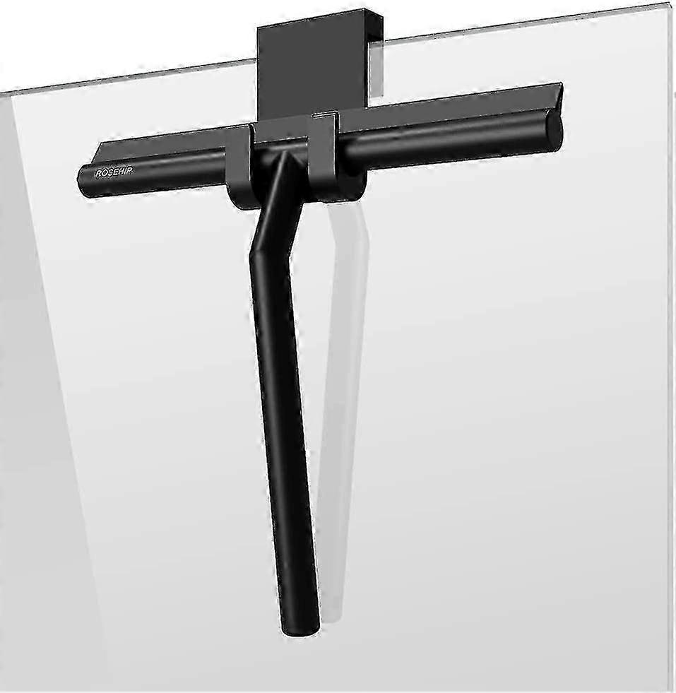 Shower Squeegee with Hook, 21cm Black Long Handle for Bathroom & Window Cleaning