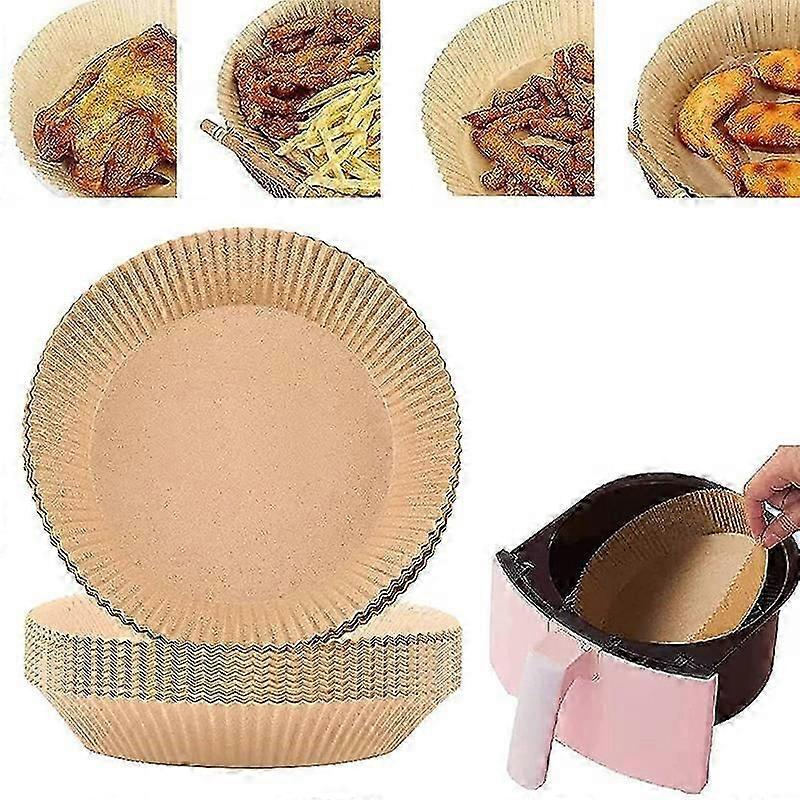 エアフライヤーシリコーンオイルペーパーペーパーパッドラウンドオイル吸収紙ベーキングペーパーキッチンクッキングオイルプルーフベーキングペーパートレイ100個