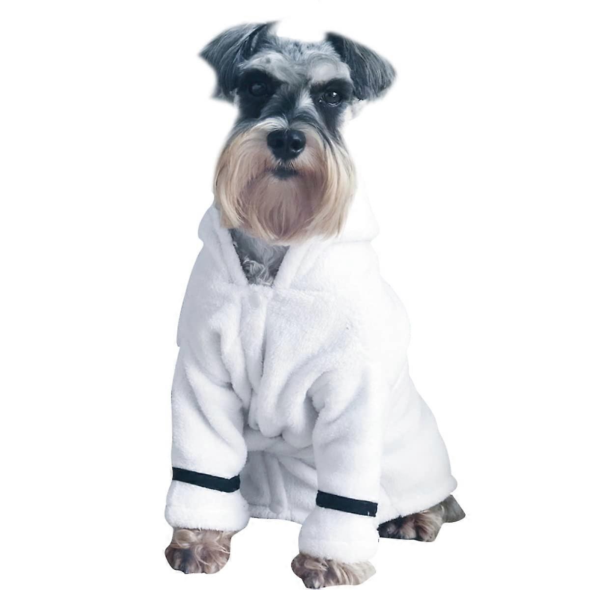 Quickdrying warm hooded bathrobe for dogs and cats, white XL