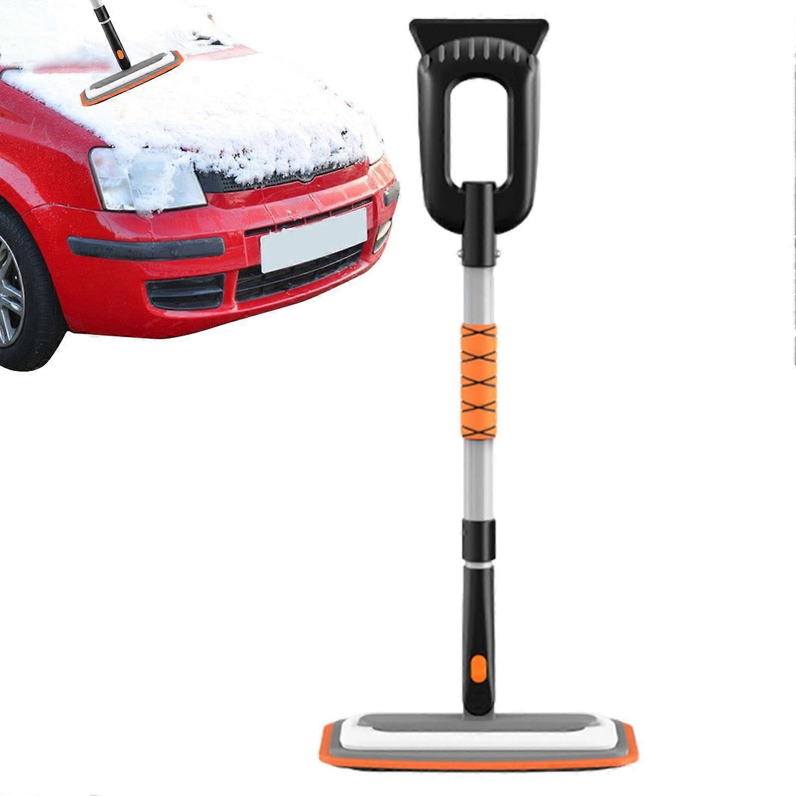 Car Ice Scraper - Aluminum Alloy Handle, Telescoping Auto Snow Brush, Windshield Defroster, Orange