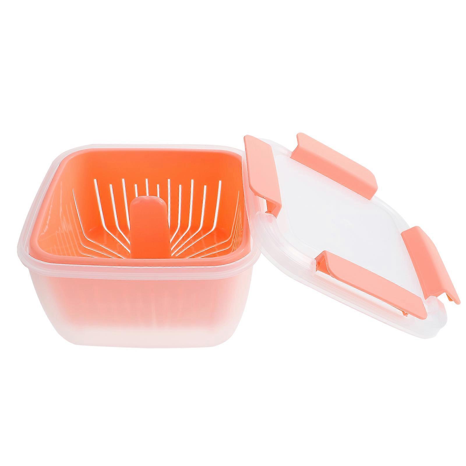 Pink PP Material Detachable Drain Boxes for Storing Fruits Vegetables and Ingredients with Water