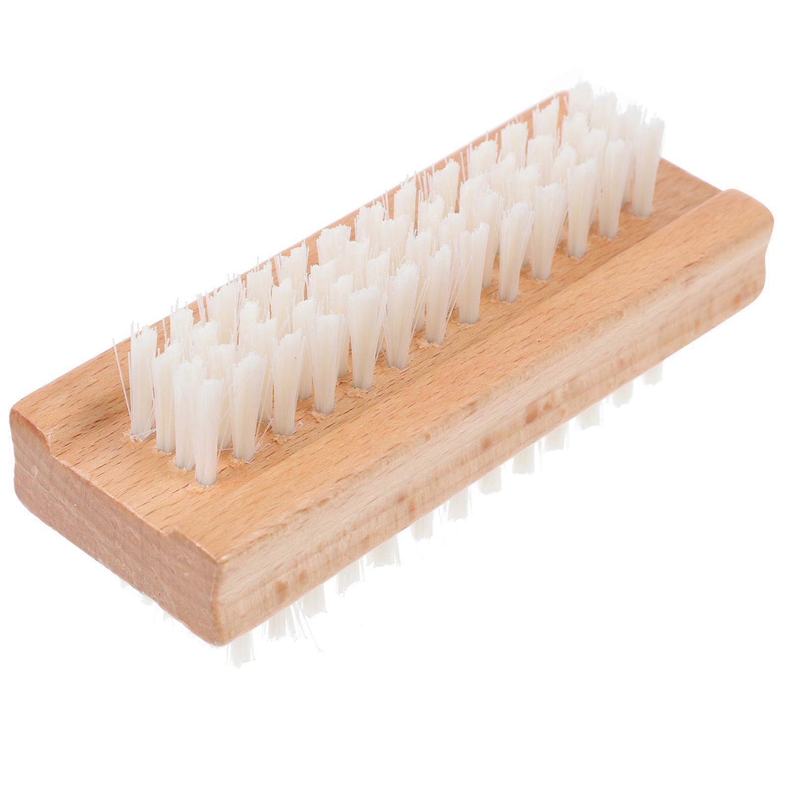 Nail Brush for Manicure with Double Side Design Made of Nylon Beige Color 1 Pc