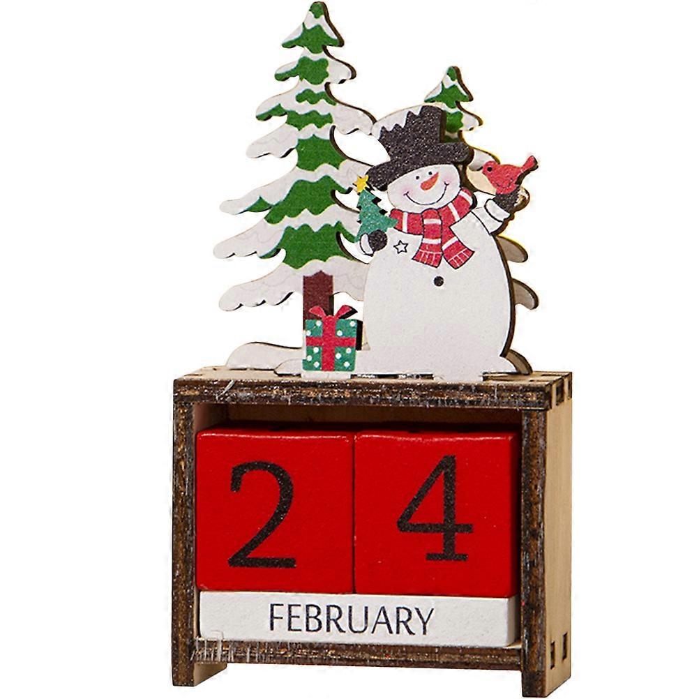 Wooden Snowman Christmas Countdown Calendar with Date and Month Blocks – Festive Desktop Decoration for Home, Office, and Classroom