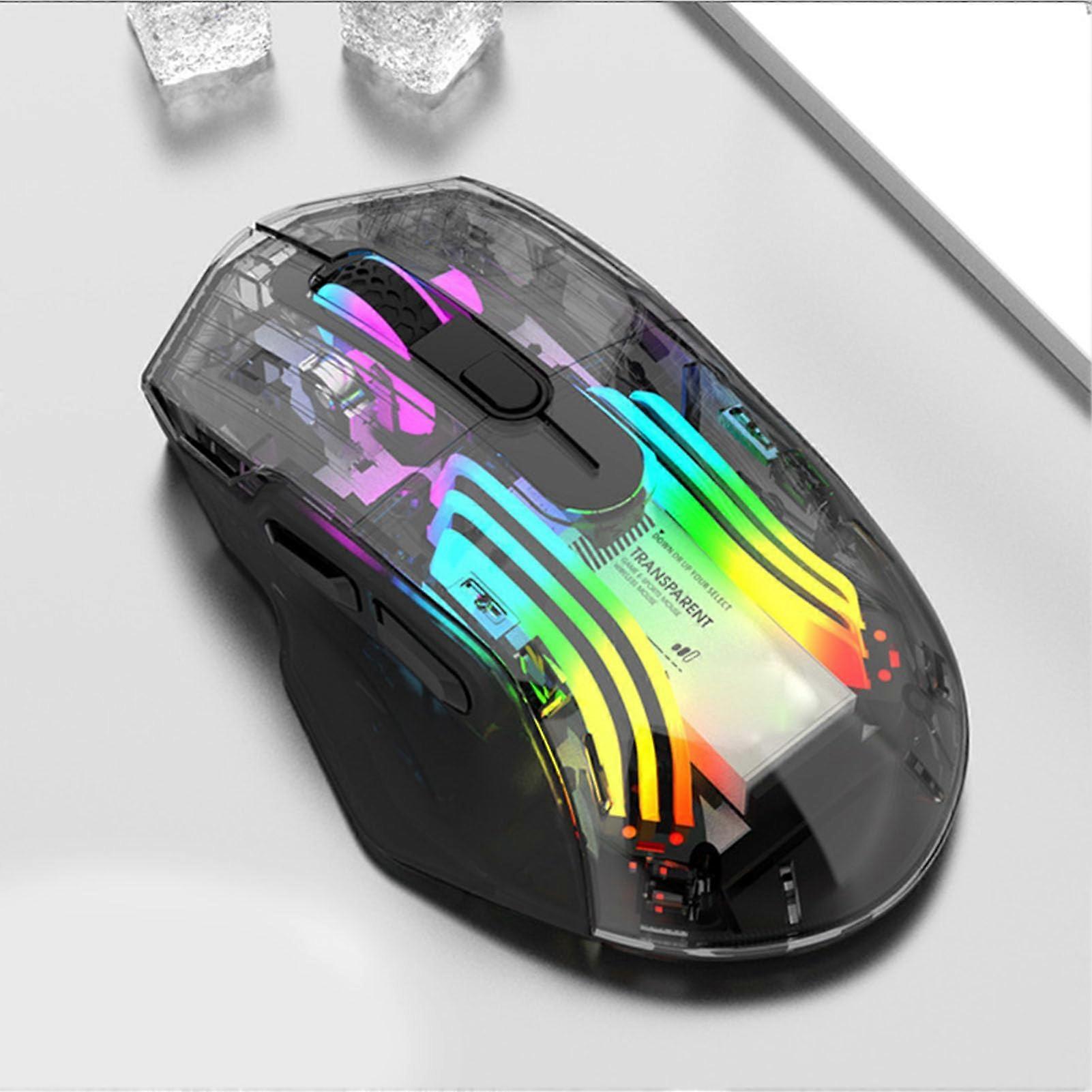 Wired and Wireless Gaming Mouse with RGB Lighting, Quiet Buttons, 3 Modes, 5 Adjustable DPI Levels for PC (Black)