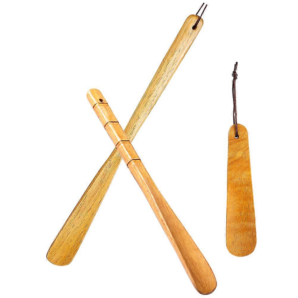 Brown Bamboo Shoe Horn for Seniors Home Use Ergonomic Durable Easy Insert Tool 15.0 Inch