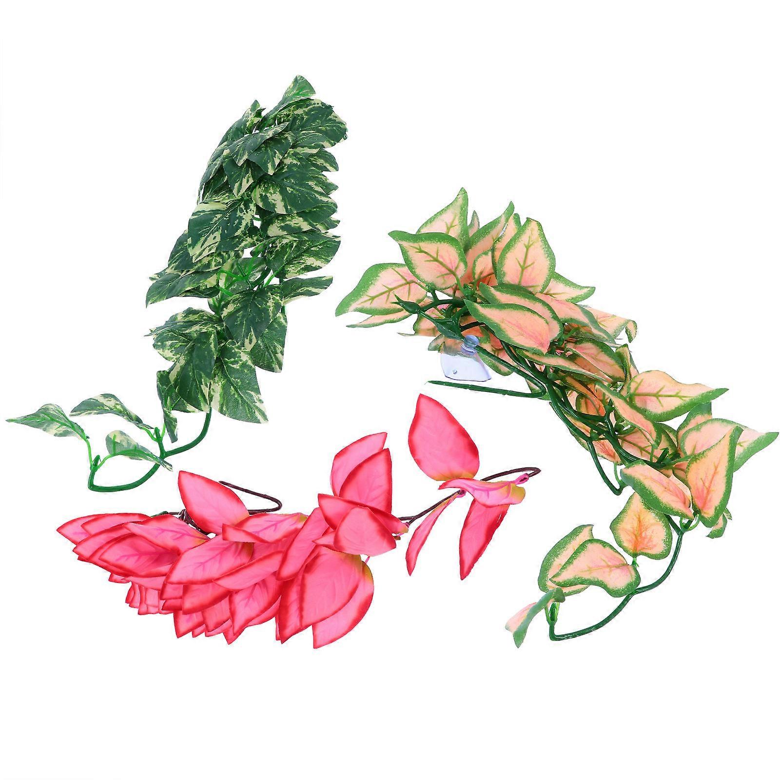 3pcs Artificial Rattan Reptile Vines for Terrariums – Bendable Jungle Decor for Lizards, Chameleons, Snakes, and Tortoises – Realistic Greenery to