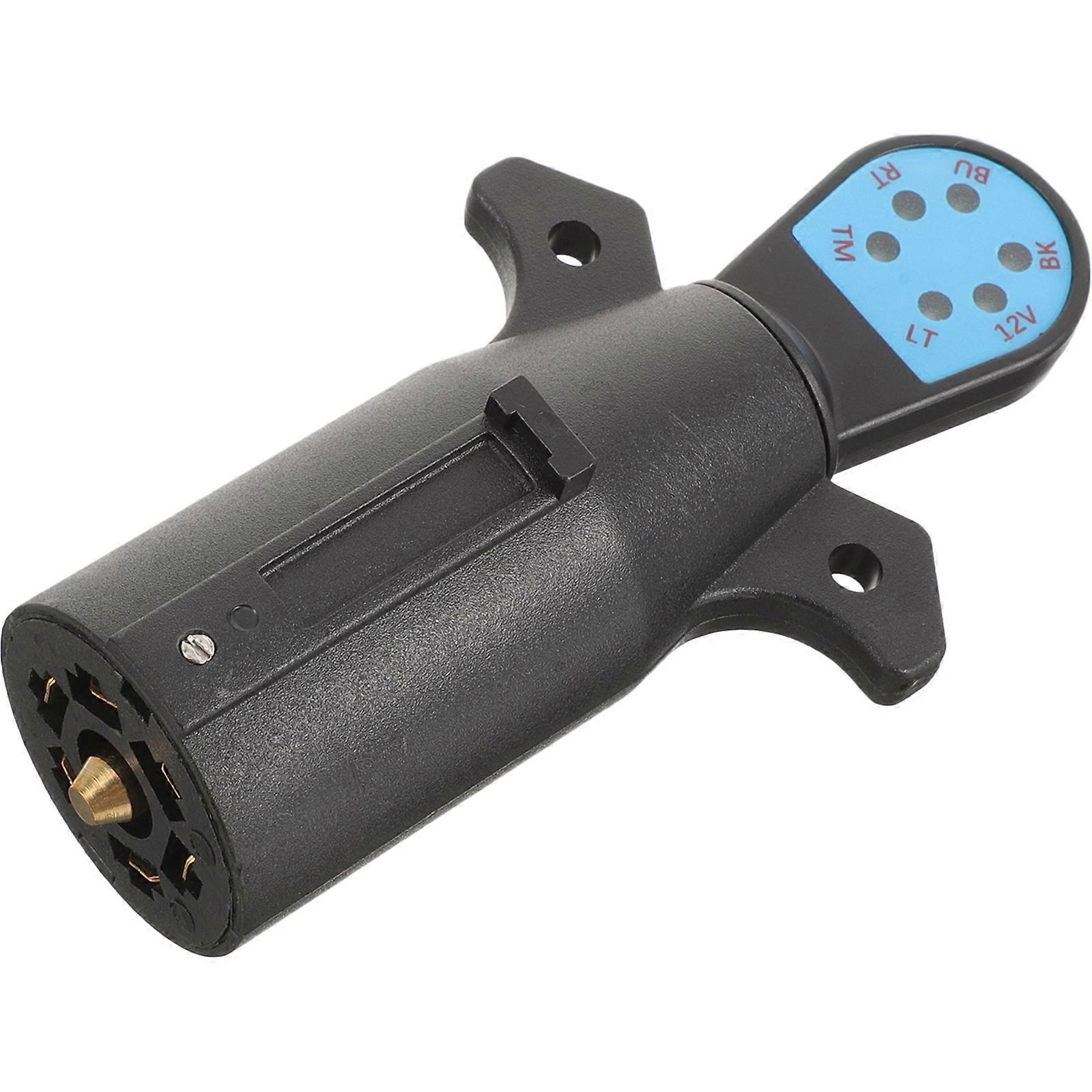 7-Way Trailer Light Circuit Connector Tester With ,Heavy Duty 7 Pin Trailer Plug Tester For Rv Electric Wiring,Round Adapter Pin Plug For