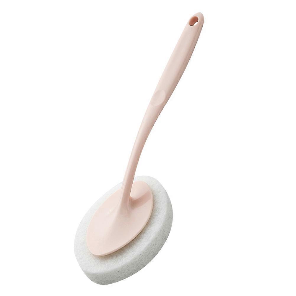 Long Handle Plastic Sponge Brush for Kitchen and Bathroom Cleaning Scrubbing Pad 2pcs (Pink)