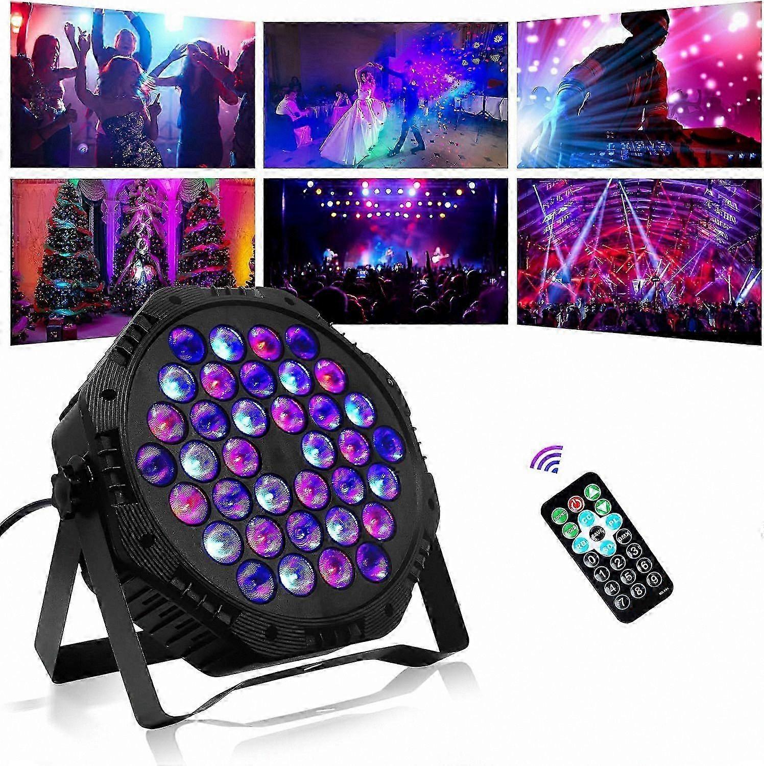 RGB Stage Lighting Fixture with 36 LEDs, DMX Control, and Remote, 7 Modes for Parties, Clubs, Bars, and Celebrations