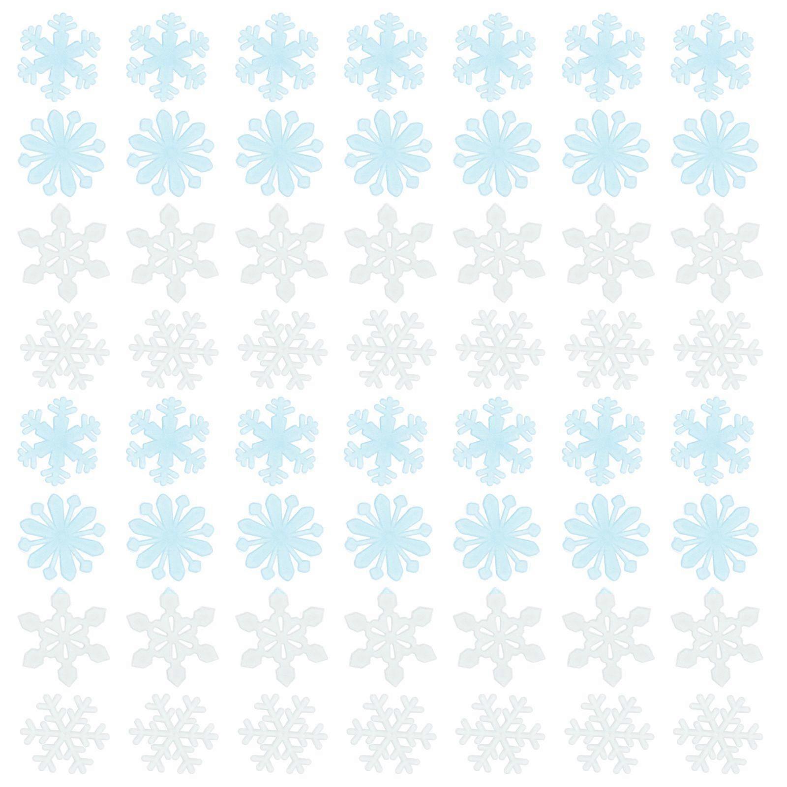 200pcs Creative Decorative Painting Fluorescent Snowflake Stickers (White Blue)