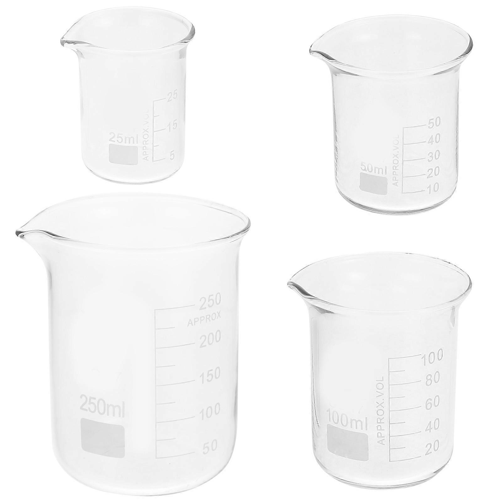 Measuring Beaker Glass Beakers Spout Appearance Design Heat Resistance Widely Used In Education And Research 4Pcs