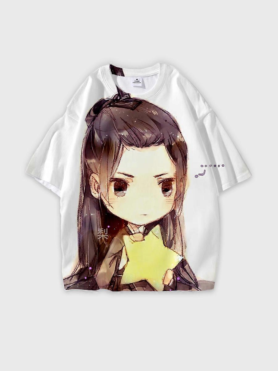 T-shirt round neck Character Pattern loose short sleeve Q90
