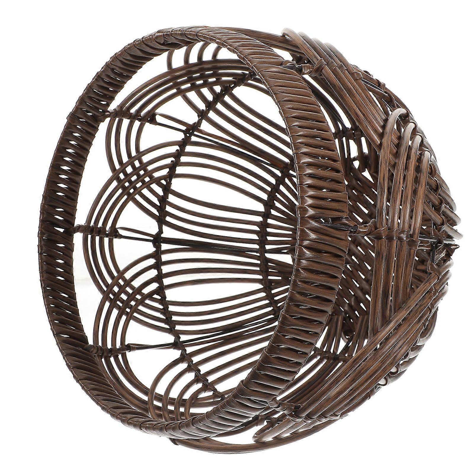 Imitation Rattan Woven Basket for Home Use Coffee Color PP Material Simple Design Storage Solution
