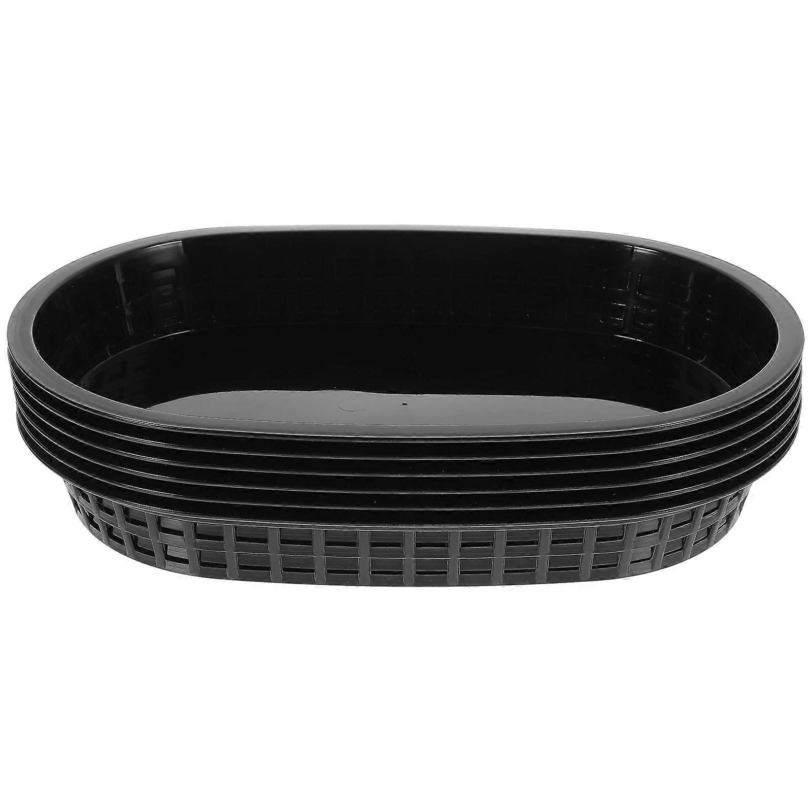 Service Trays Oval Food Baskets For Drainage Picnic 26.9X17.6X3.6CM 6Pcs