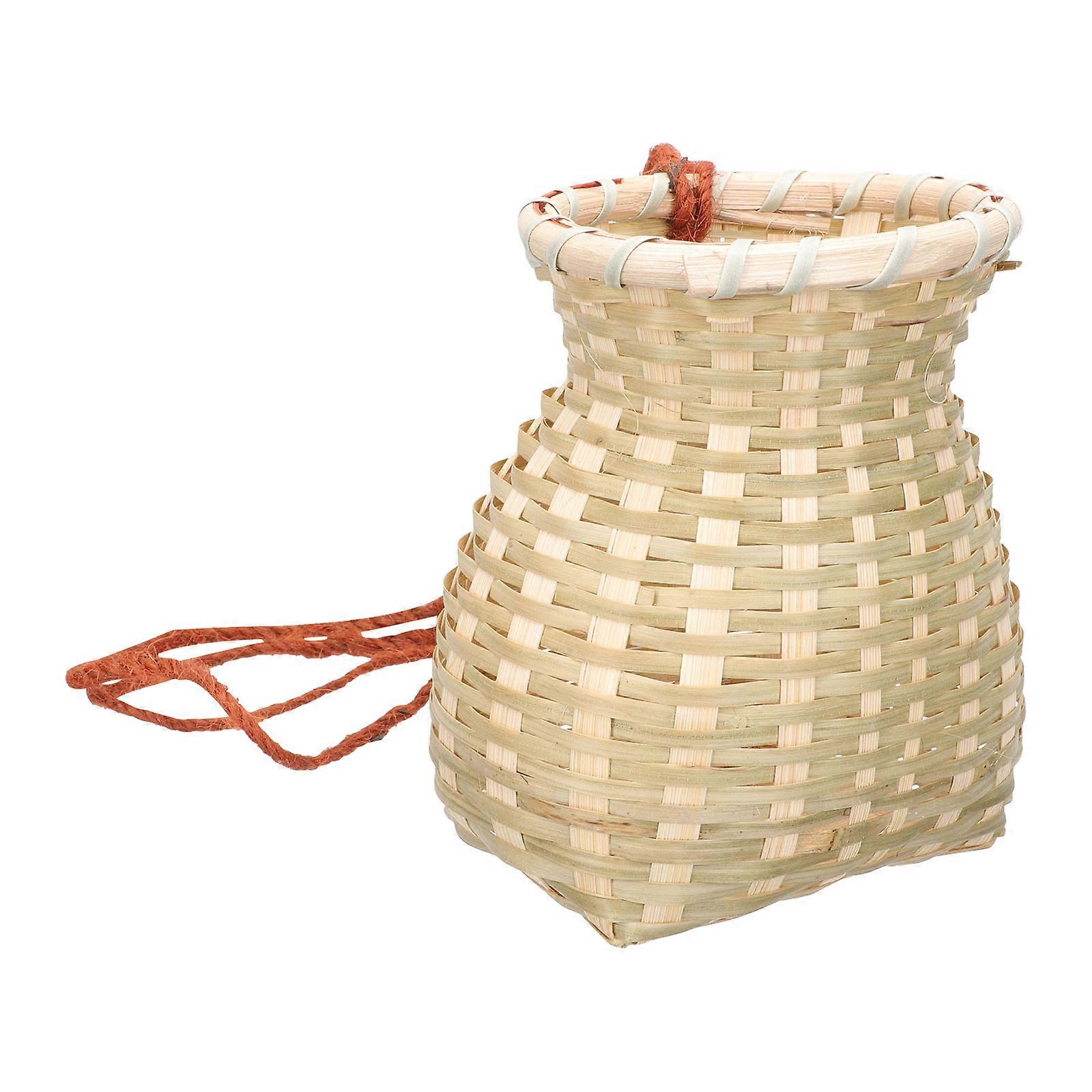 Woven Tea Basket for Storage Use with Shoulder Rope Assorted Color Small Size