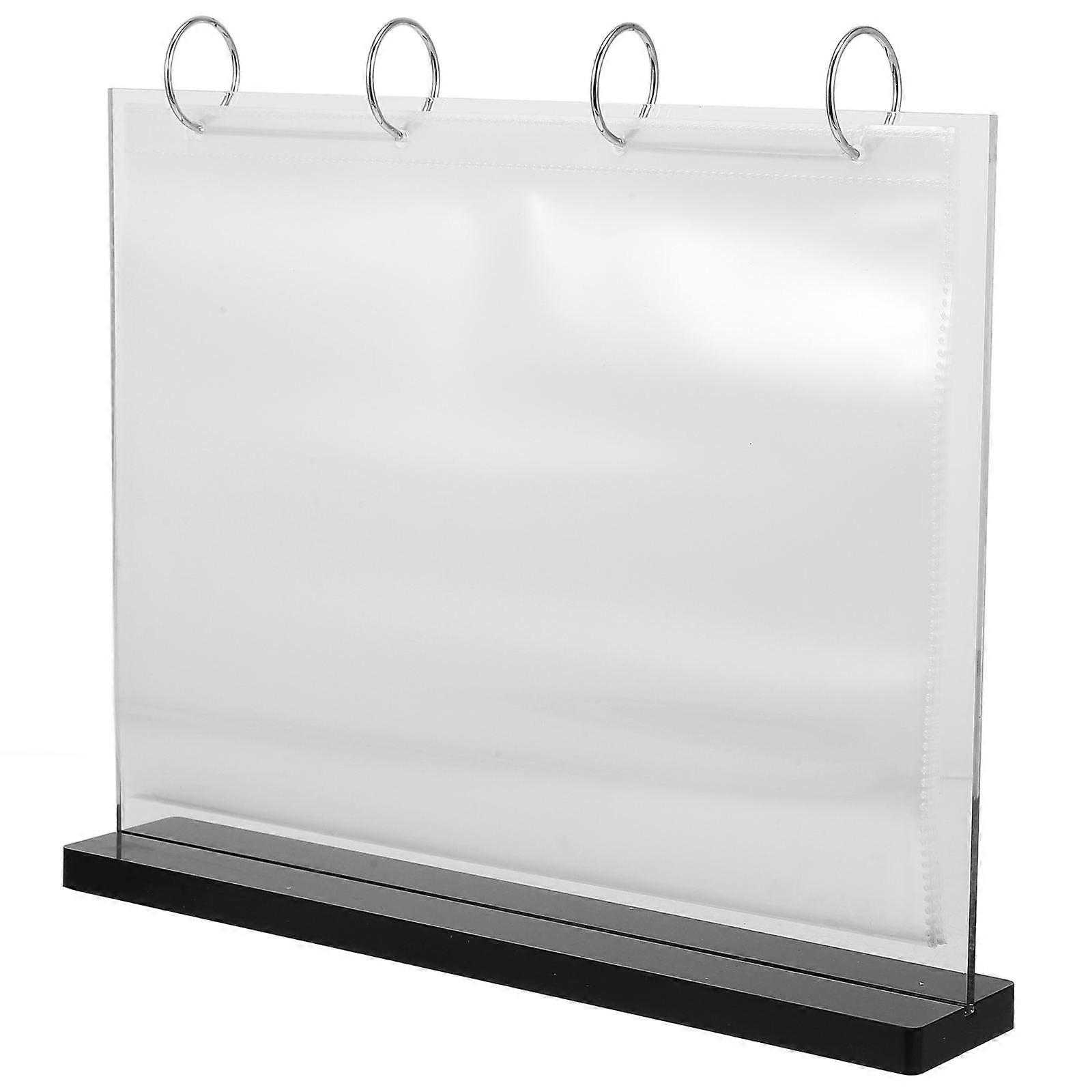 Acrylic and Wood Menu Holder Stand with 6 Page Flipping Card Sleeves for Display A4