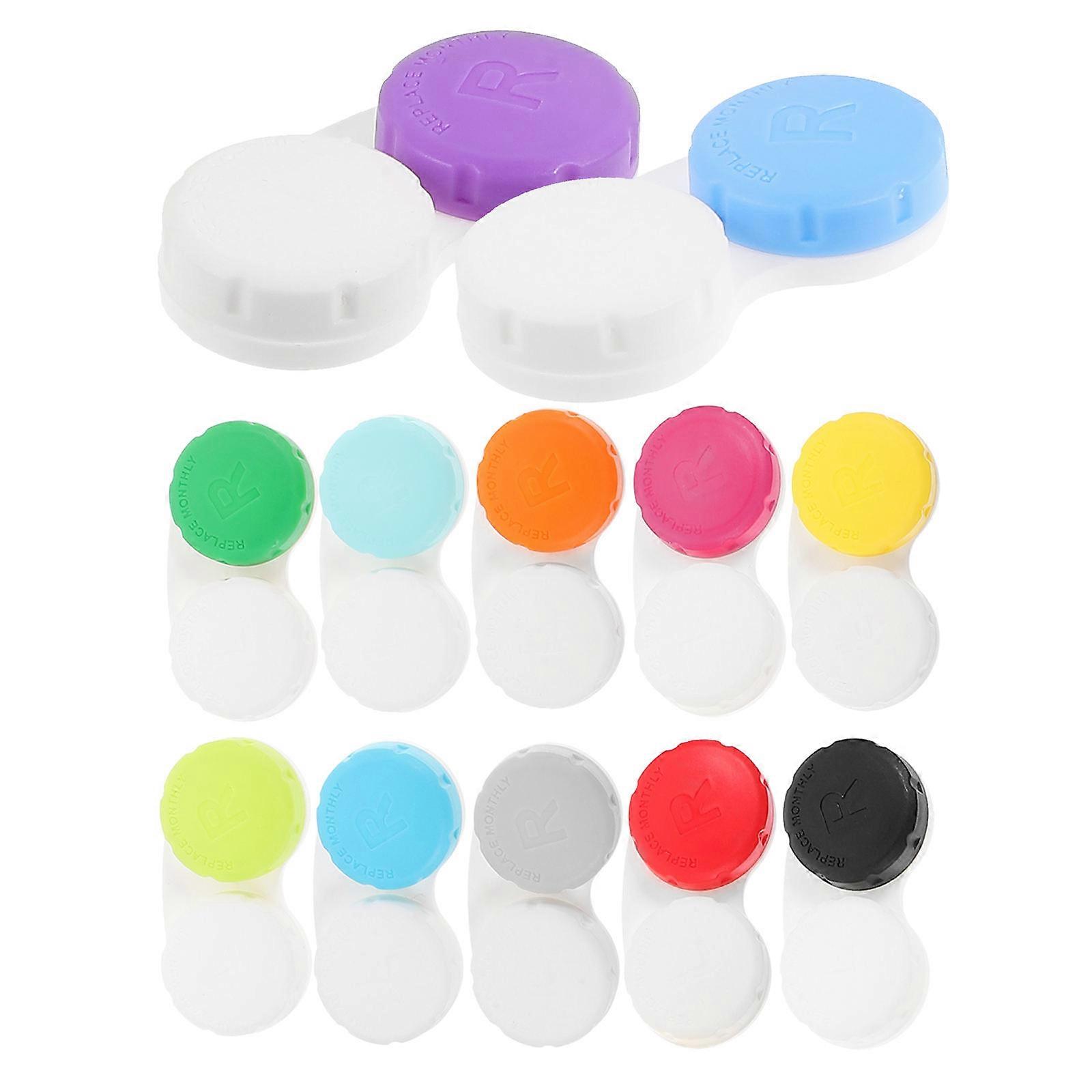 12pcs Leak Proof Case Small Portable Colored Lens Storage Box with Alphabet Labeled Compartments for Travel and Outdoor Use