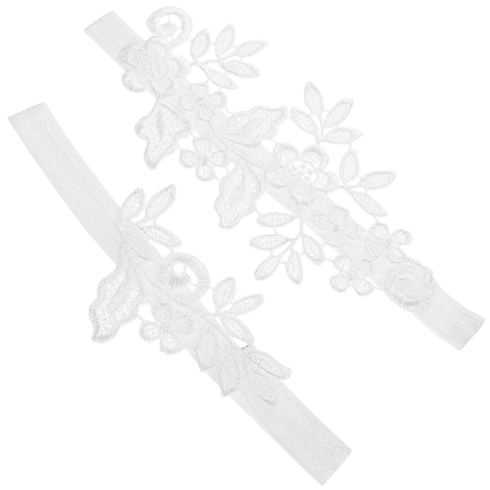 White Lace Garter for Bride Wedding Decoration Comfortable Elastic Cloth Belts Fits All Sizes