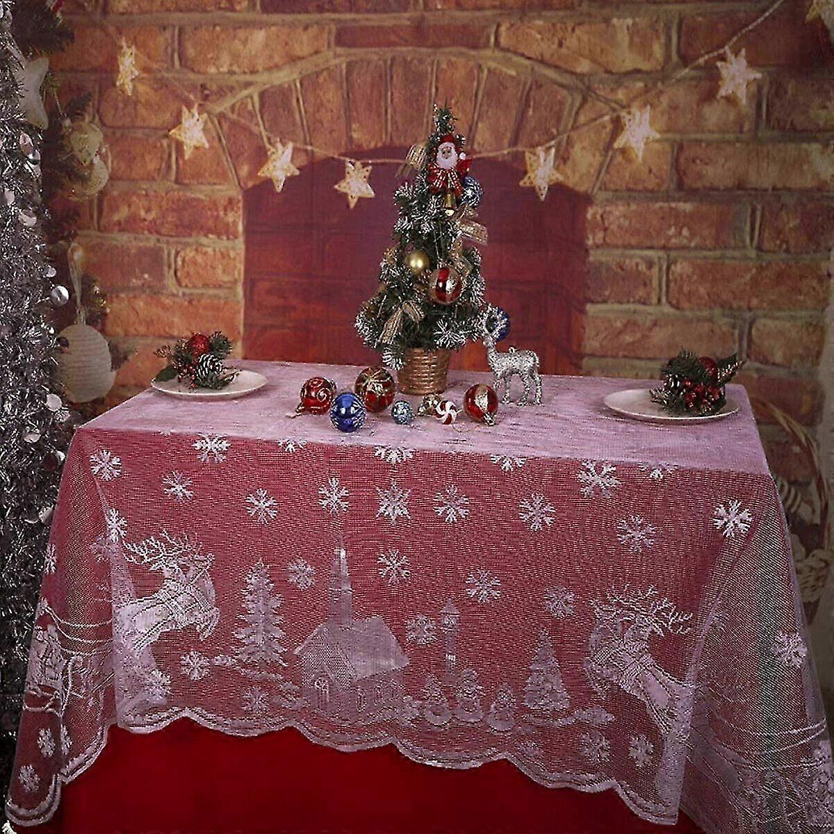 Festive Holiday Lace Tablecloth for Rectangular Tables