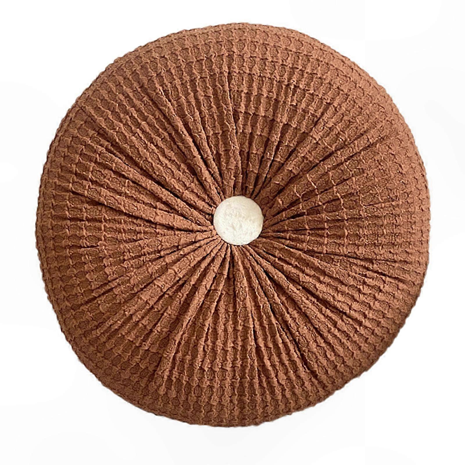 40cm Solid Color Round Window Mat Cushion Futon Tatami Dining Chair Cushion, Sofa Backrest off white