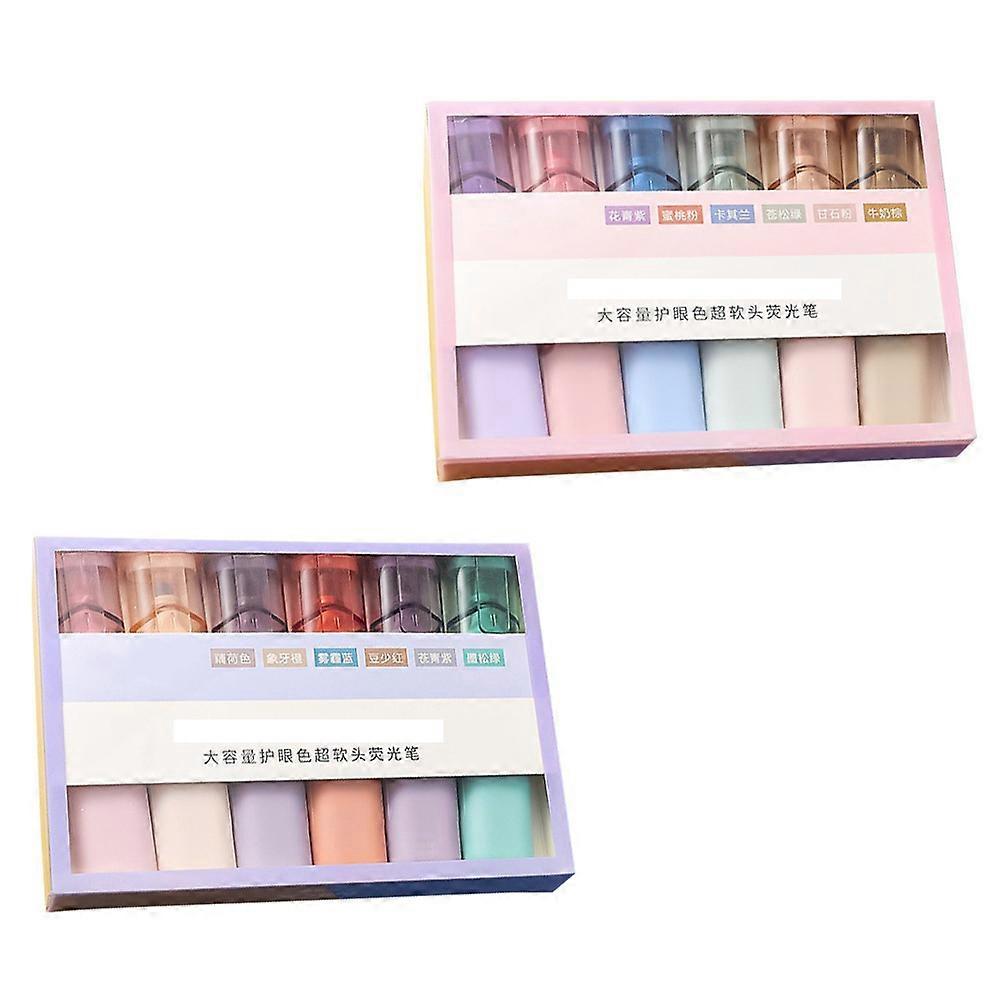Assorted Color Markers 12Pcs Student Highlighters Special Shape 17x12x1.2cm Marking Notes