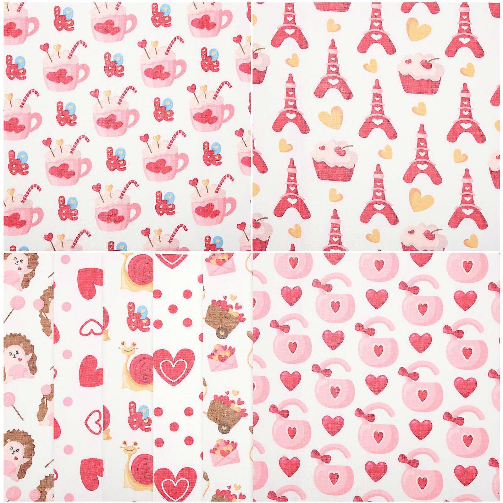 Valentine'S Day Craft Fabric Sheet 8Pcs Multi Colored Patchwork Sewing Material For DIY Projects 25X25Cm