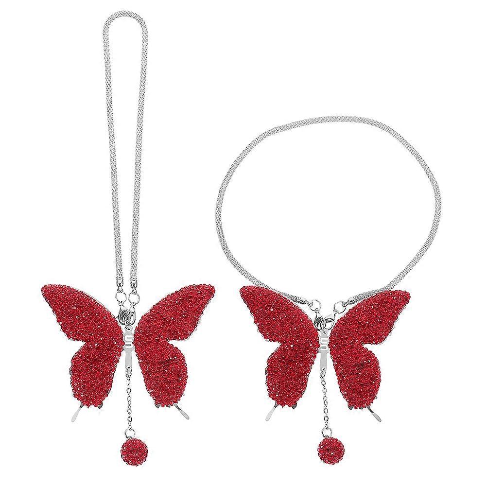 Here's a refined and professional product description for your **Rhinestone Butterfly Car Rearview Mirror Hanging Charms**:
**2pcs Rhinestone