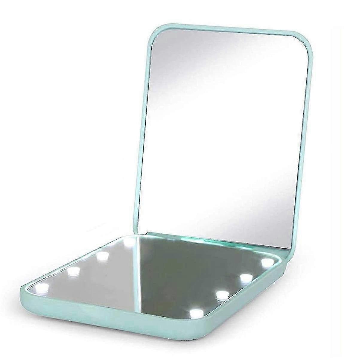 Portable LED Pocket Mirror - Magnifying Compact Travel Makeup Mirror for Purse, Folding Handheld Design for On-the-Go Touch-Ups