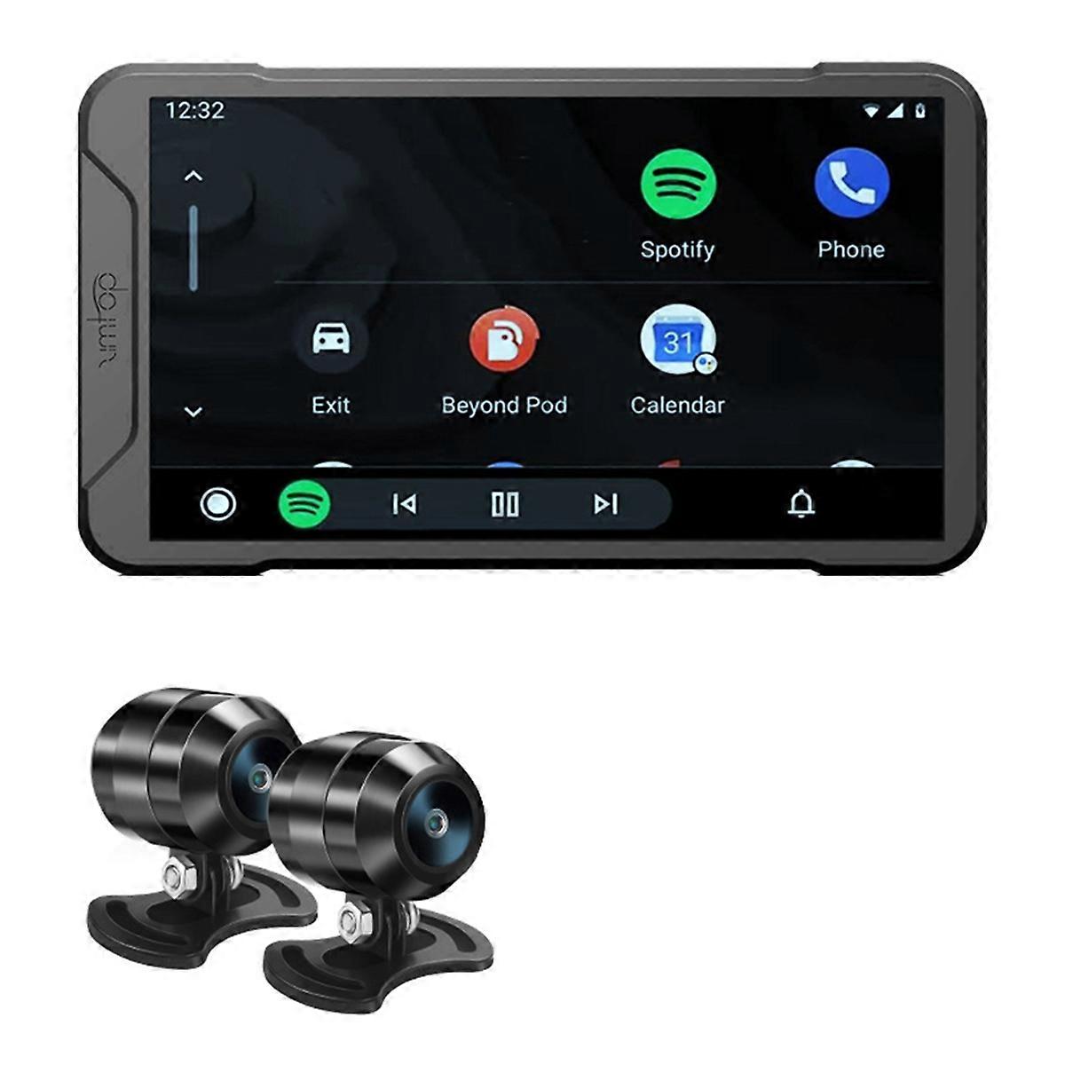 5 Inch Motorcycle Driving Recorder Waterproof WIFI Carplay Projection Navigation 2K Dual Recording