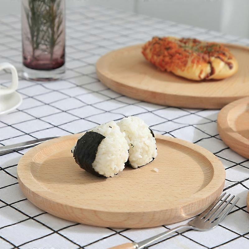 Wooden Round Pastry Tray Dessert Plate Dishes Coasters Holder Coffee Cup Mat