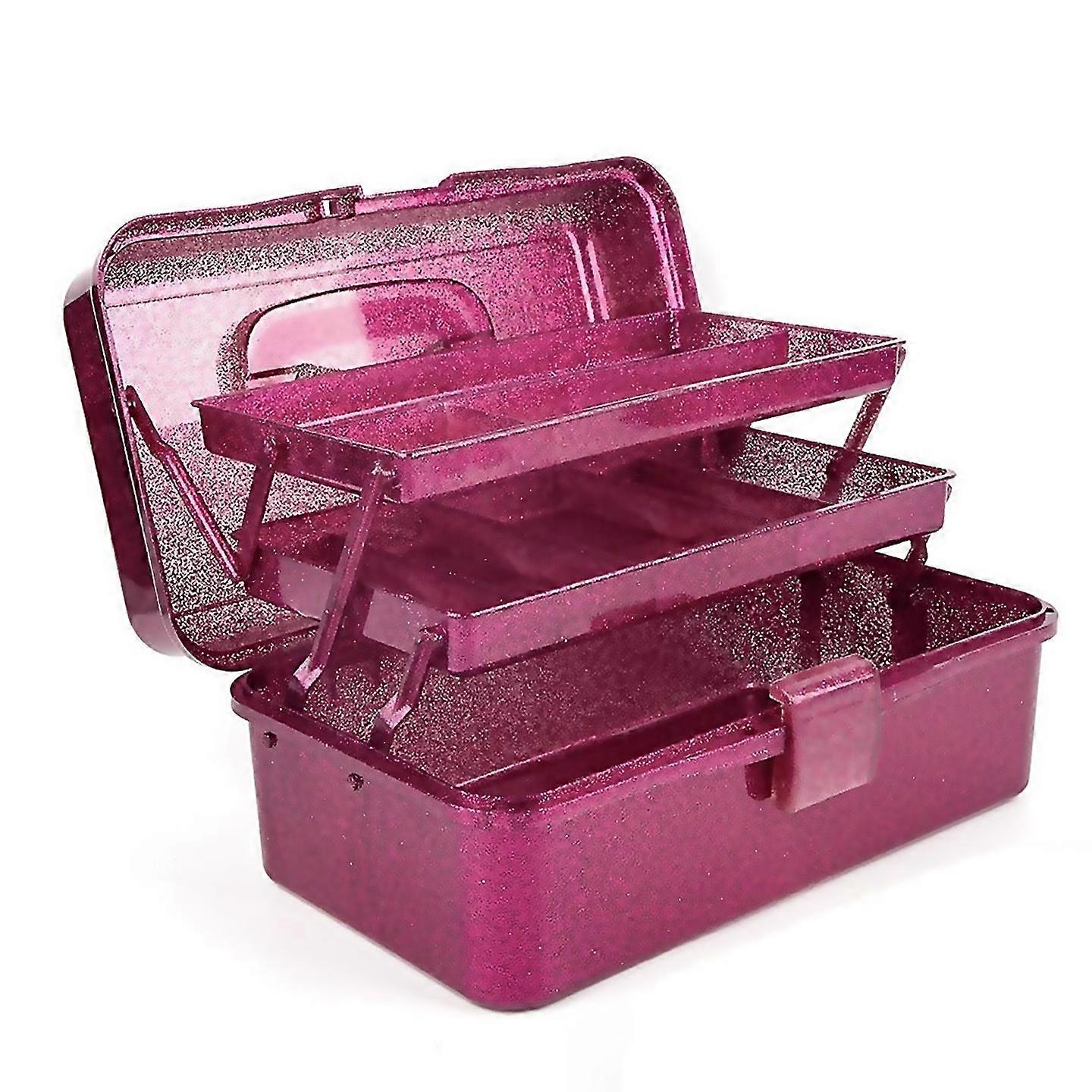 Glitter Craft Tool Storage Box Stackable Carry Tackle Box Uk Pink