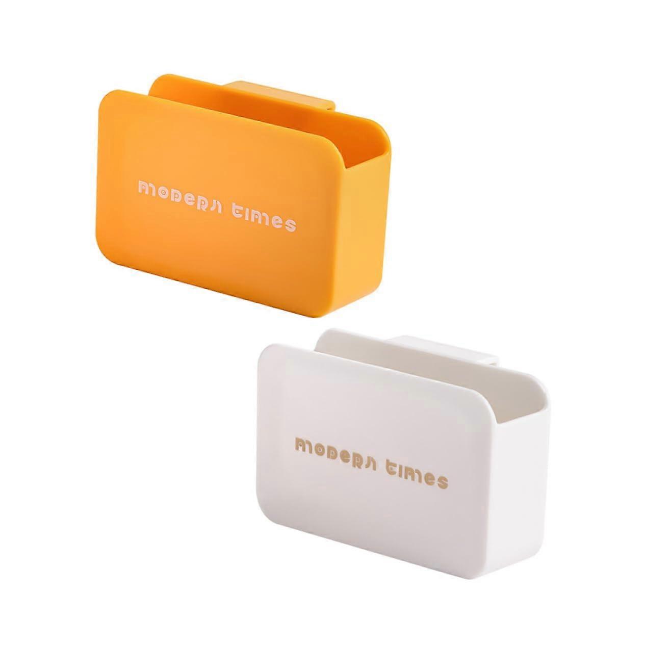 Box of 2 Plastic Storage Organiser Case Mustard ABS Fridge
