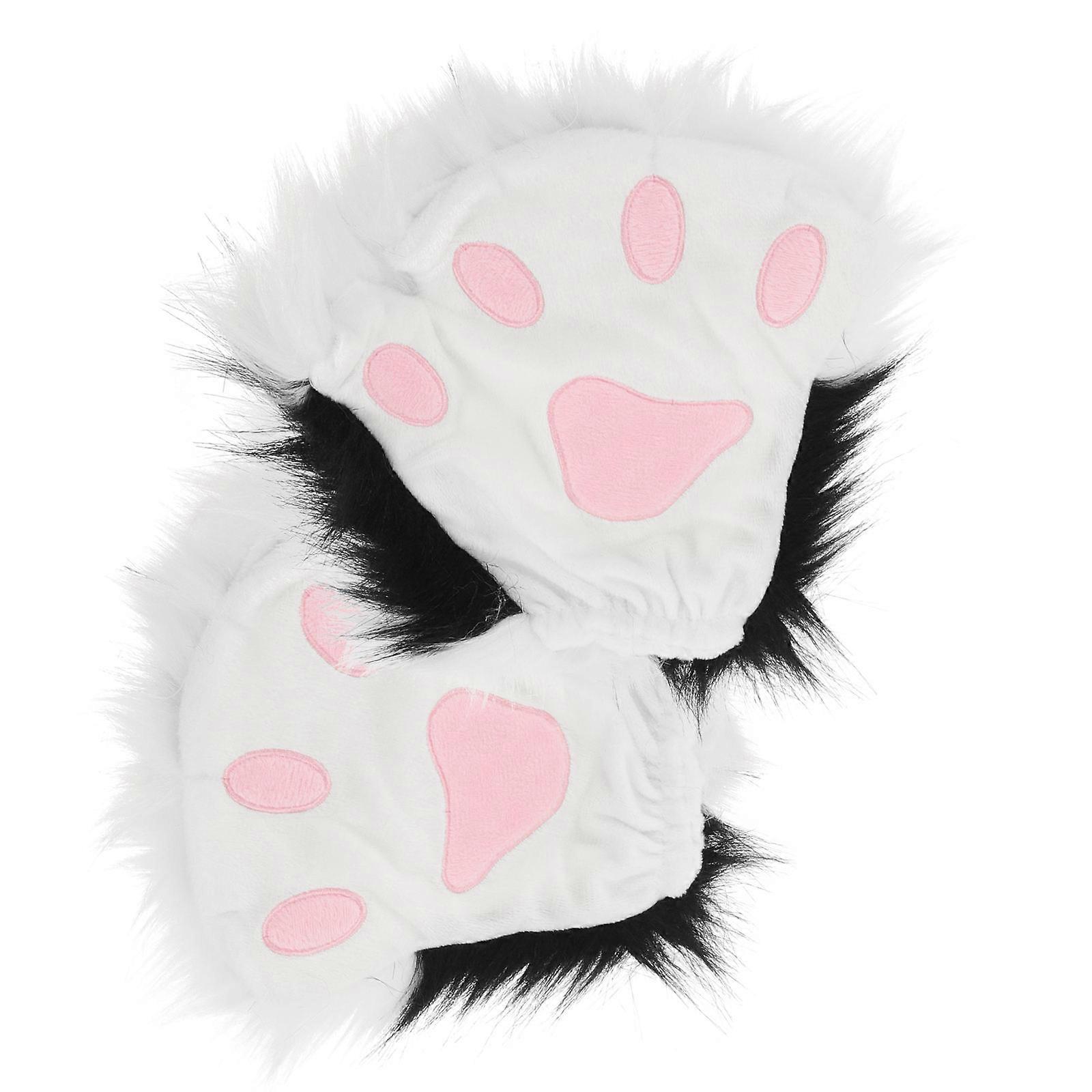 Assorted Color Plush Cat Paw Fingerless Gloves for Cosplay Use Soft and Comfortable Fit