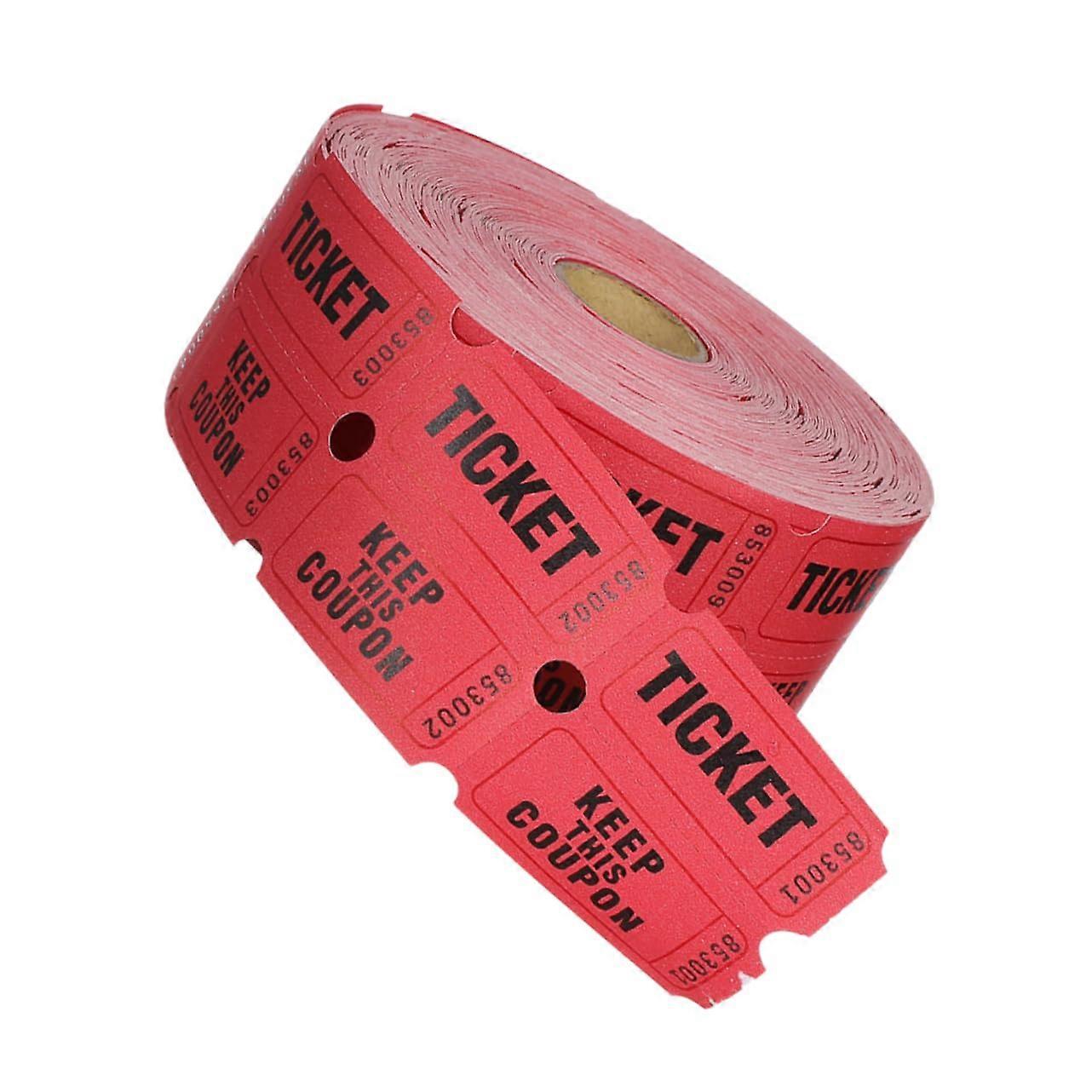 Play Ticket Roll for Events - Large Quantity Red Lottery Ticket Labels for Parties and Tombola Fundraisers