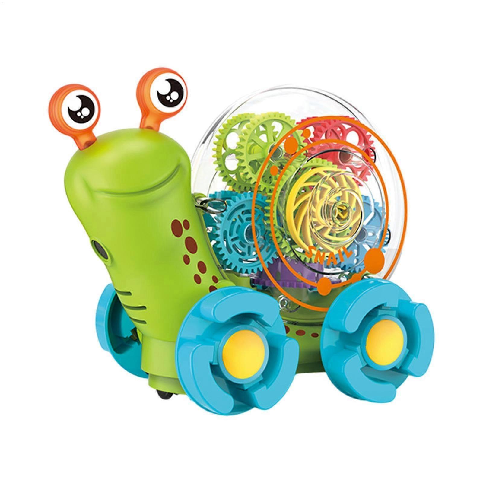 Electric Crawling Snail Toy Interactive Musical Light Toy BatteryPowered Crawl and Go Green