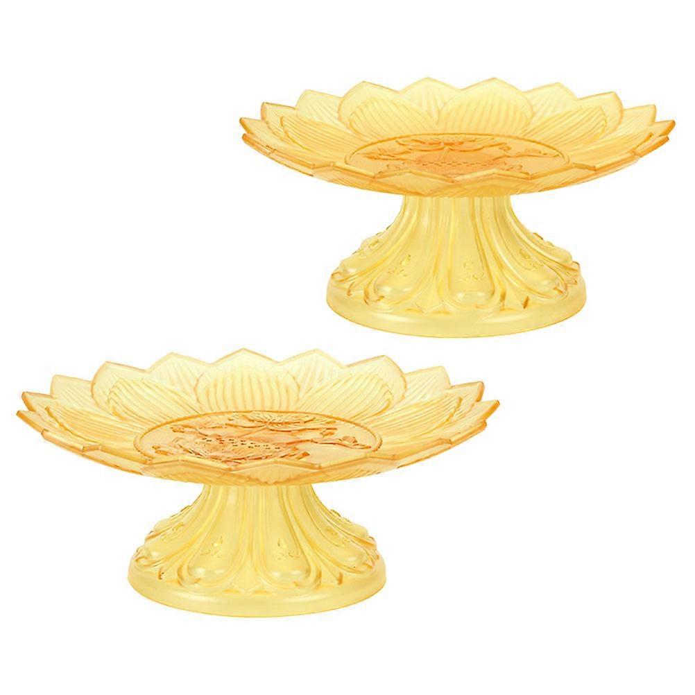 Lotus Fruit Plate 2Pcs Buddhist Design Temple Offerings Decorative Trays