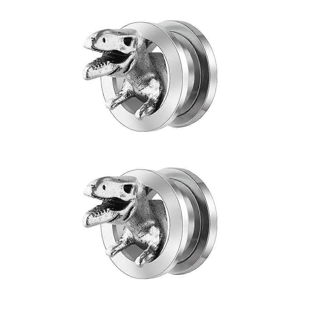 Creative 3D Dinosaur Ear Studs in Silver Stainless Steel for Decorative Use 2PCS