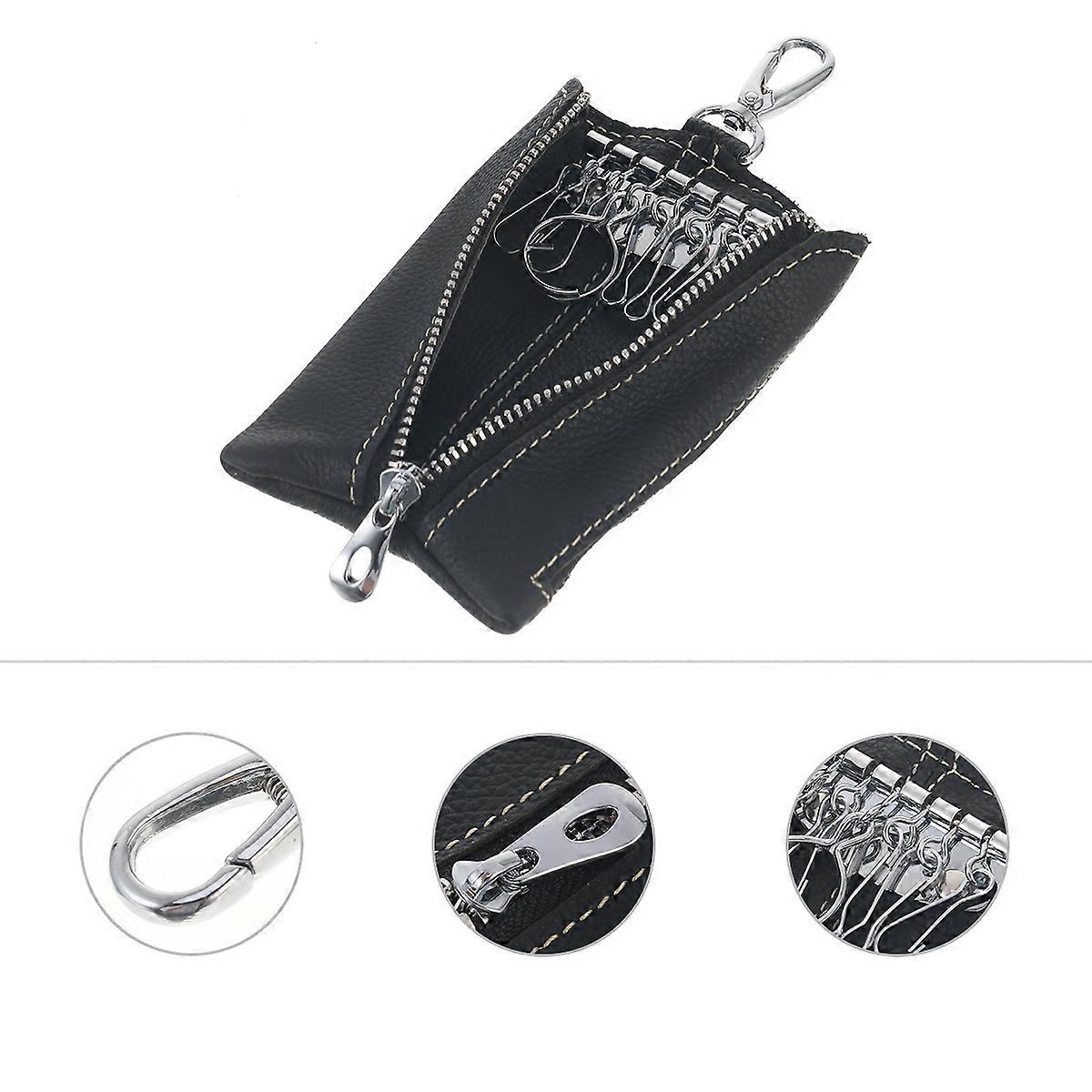 Durable And Stylish Car Key Case For Men And Women Black PU Zipper Wallet 1 Pc Suitable For Various Occasions