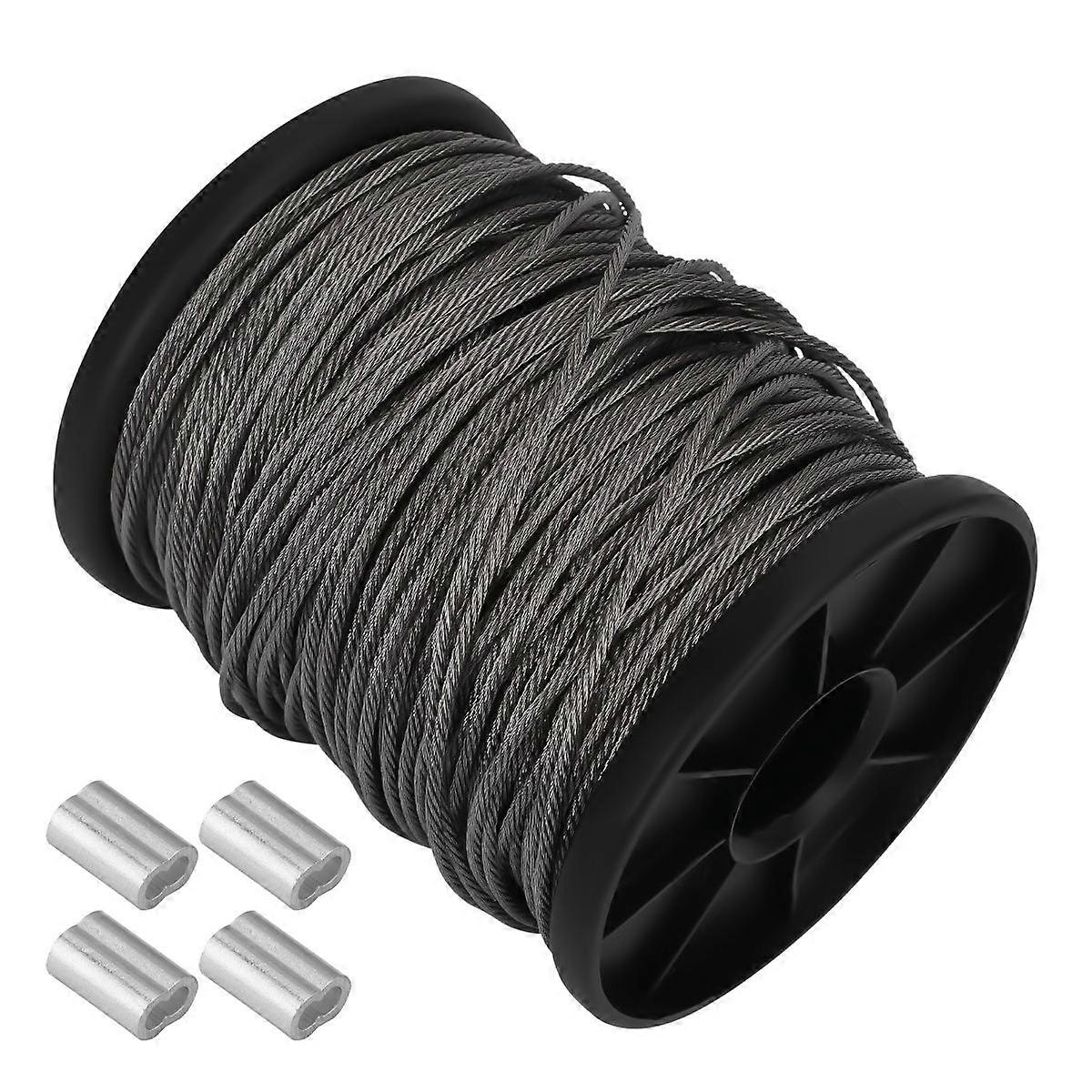 Stainless Steel Wire Spool with Aluminum Crimping Loop Sleeves for Hoisting 50M 1.5mm Silver