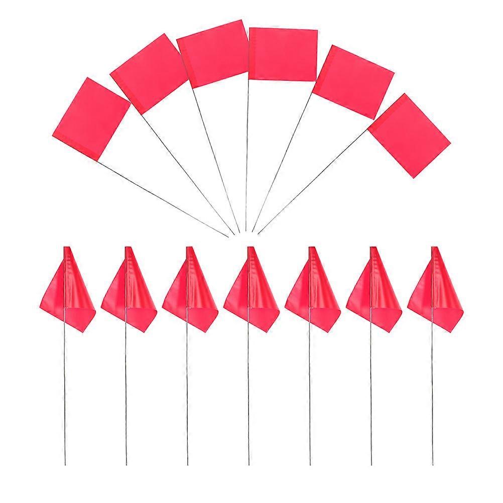 50pcs Red Hand Held Flags on Sticks for Yard Markers and Garden Decoration Lightweight Durable Steel PVC