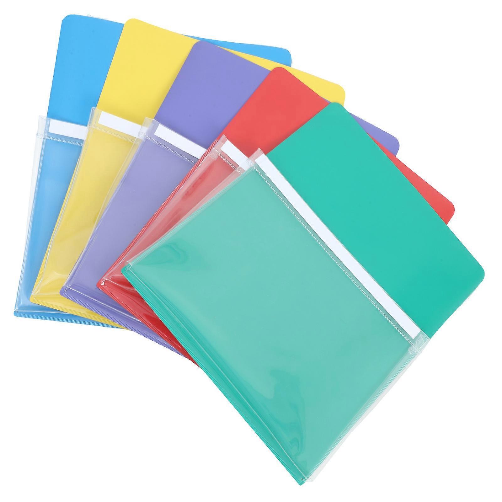Assorted Color Magnetic File Holder for Storage Use 5Pcs Transparent PVC Pouches