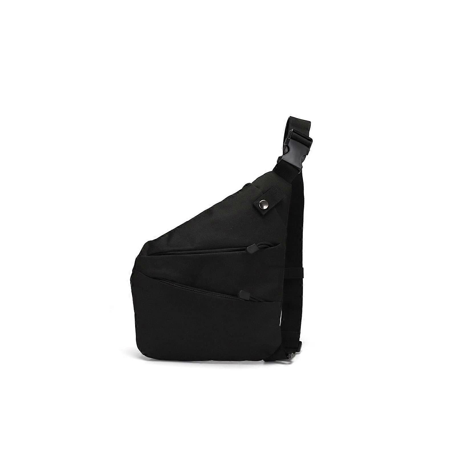 Men's Waterproof Nylon Chest Bag for Hiking and Camping, Tactical Military Style, Adjustable Straps, Black Color