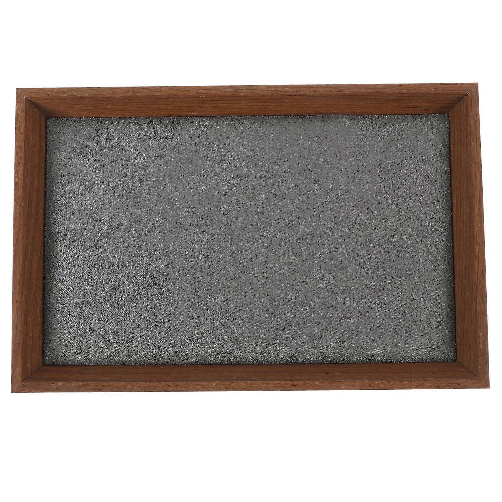 Jewelry Container Display Tray Rectangular Brown Wooden For 1Set