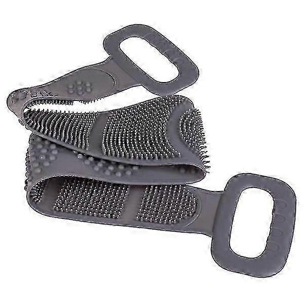 Premium Silicone Back Scrubber - Ergonomic Gray Massage Tool for Deep Cleansing