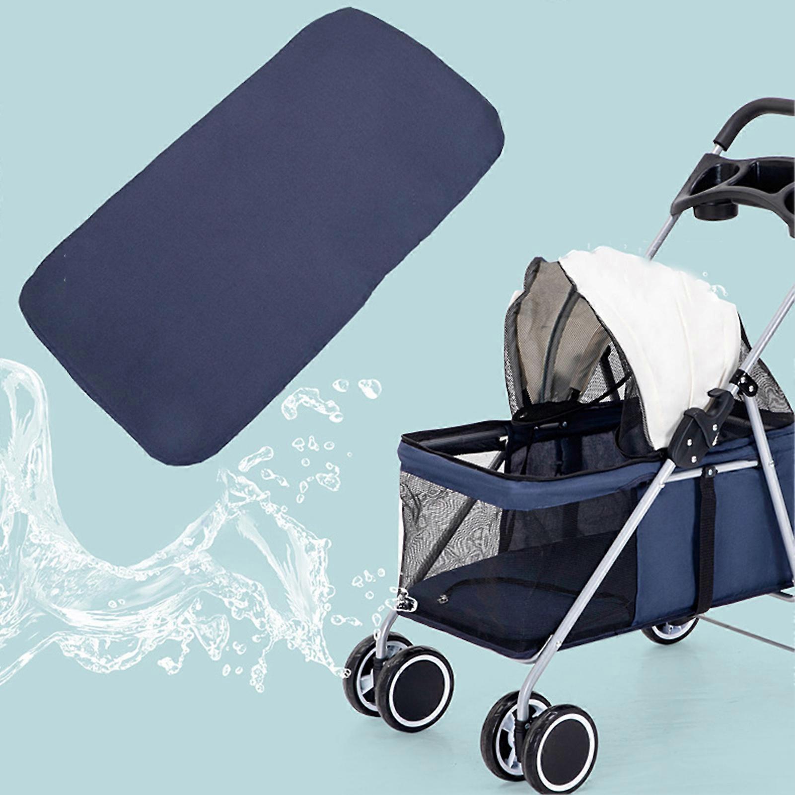 犬猫小型ペット用ポータブル折りたたみダークブルーペットベビーカー