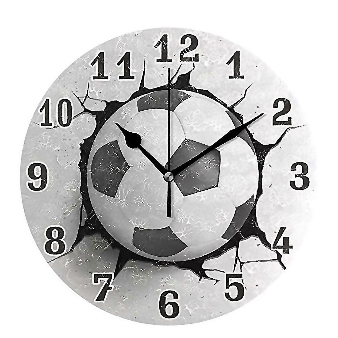 For football wall crack clock round wall clock mute quartz table clock