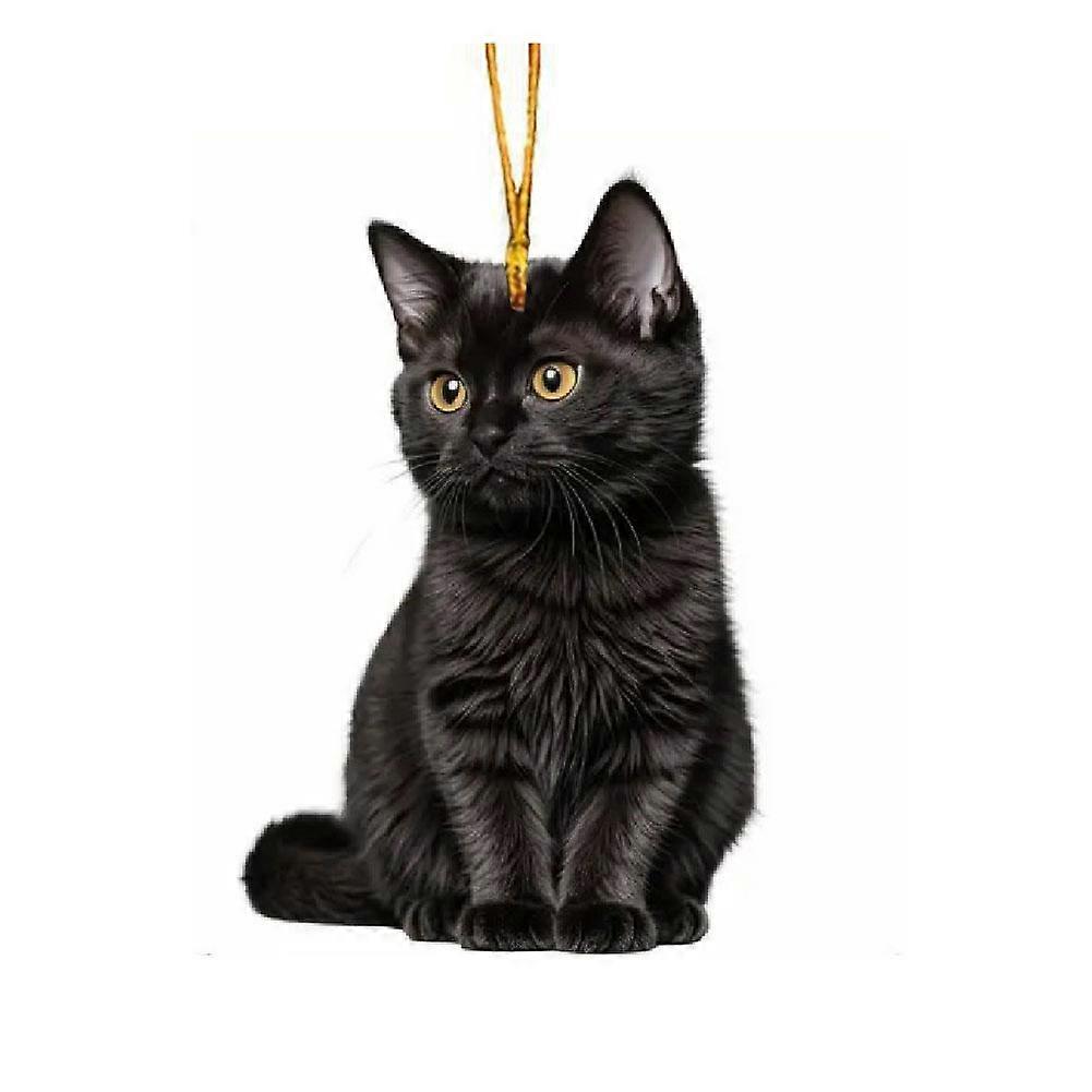 Acryl-Anhänger mit schwarzer Katze – süße Deko für Zuhause, Auto, Rucksack oder Weihnachtsbaum – das perfekte Geschenk