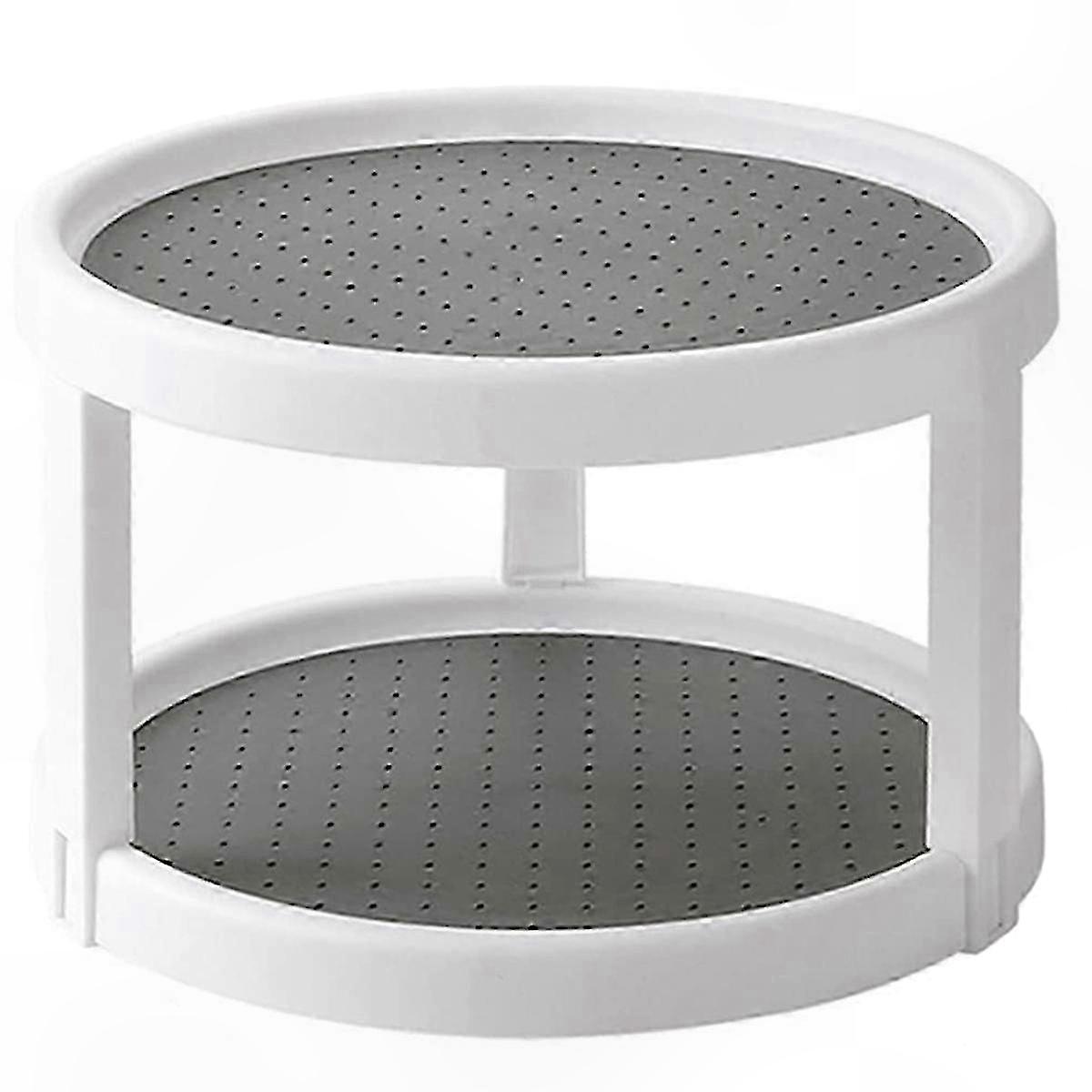 2-Tier Non-Slip Rotating Shelf for Kitchen Cabinets and Pantry, 360-Degree Turntable for Condiments and Spices Storage Solution